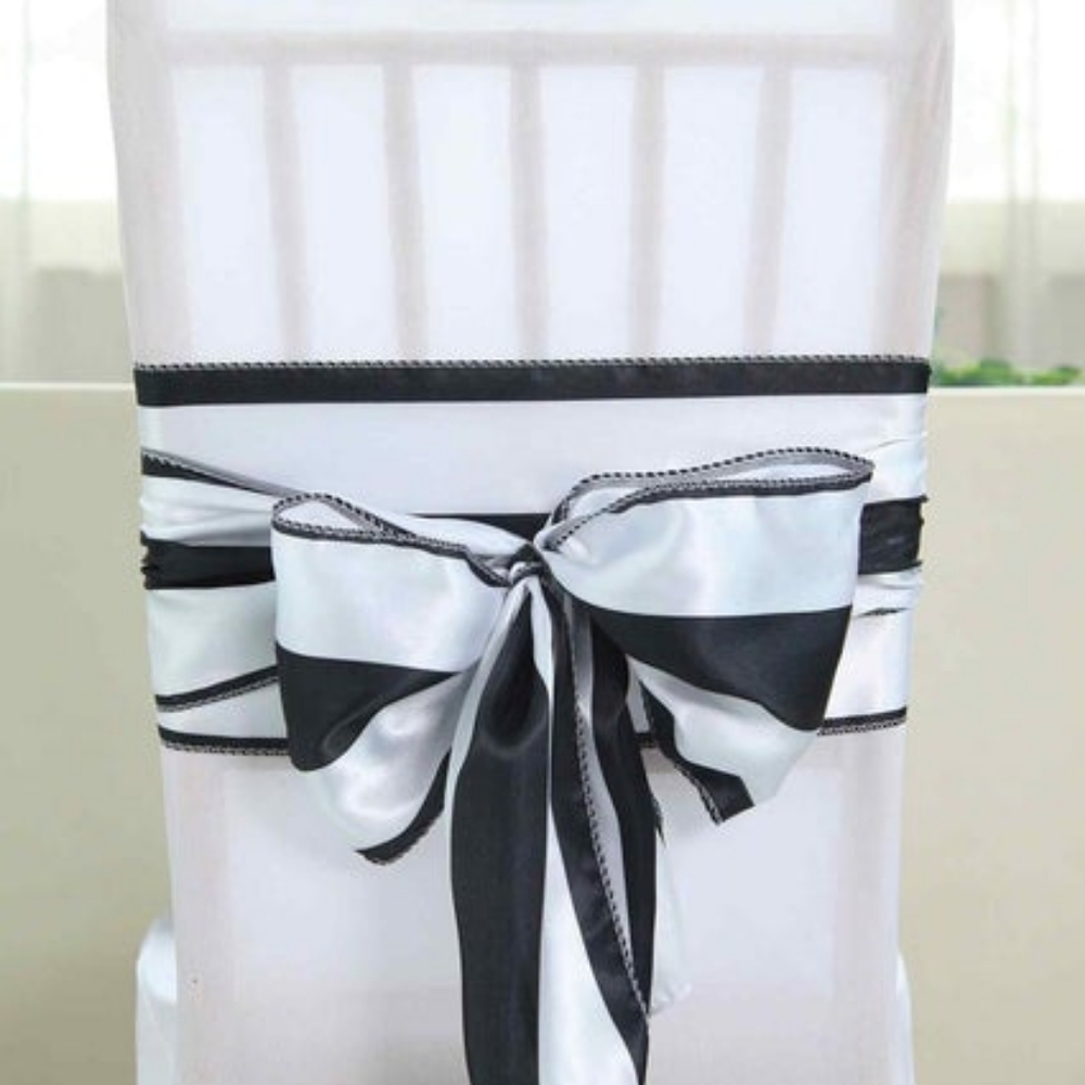 Black-and-white Striped Chair Sashes